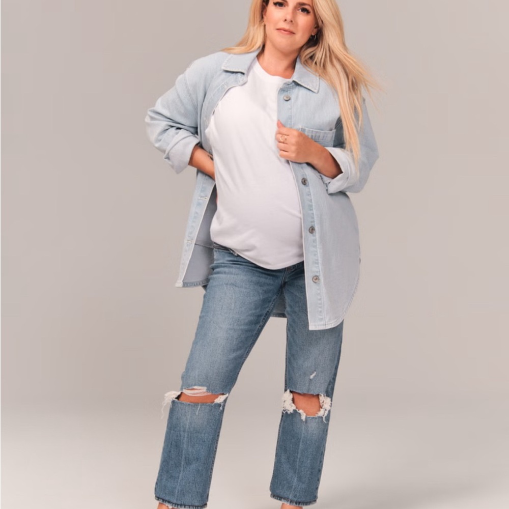 Abercrombie & Fitch Light Blue Cropped Jeans Maternity